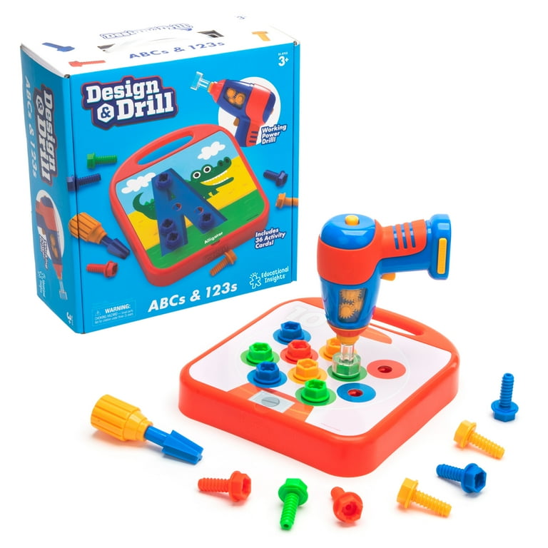 Educational Insights Design & Drill ABCs & 123s, Take Apart Toy with Electric Drill, 90 Pieces, STEM Toy, Ages 3+ Educational Insights Design & Drill ABCs & 123s, Take Apart Toy with Electric Drill, 90 Pieces, STEM Toy, Ages 3+