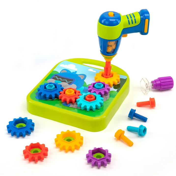 Educational Insights Design & Drill Gears Workshop, 55 Pieces with Electric Toy Drill, STEM Toy, Ages 3+