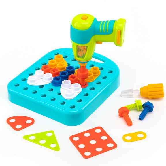 Educational Insights Design and Drill Shapes Workshop, STEM Construction Toy, Ages 3+