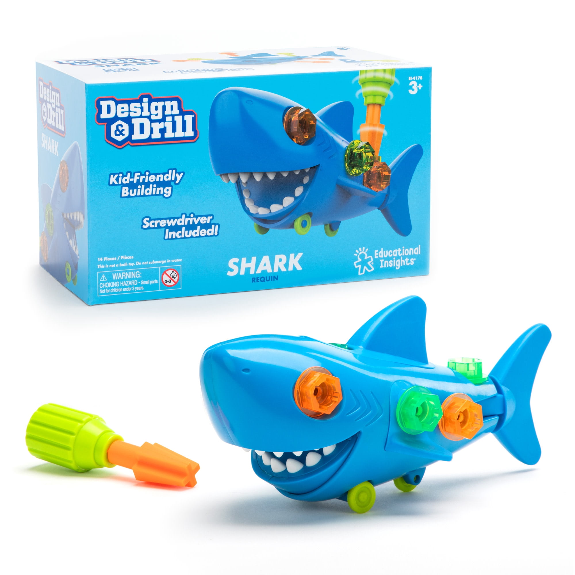 Educational Insights Design & Drill Shark, Kids Tool Set, Construction Toys for Boys and Girls Ages 3+
