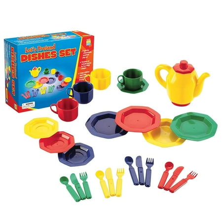 Educational Insights Dishes Set, Pretend Play Toddler Kitchen, Set of 25 Dishes, Preschool Toy Ages 3+