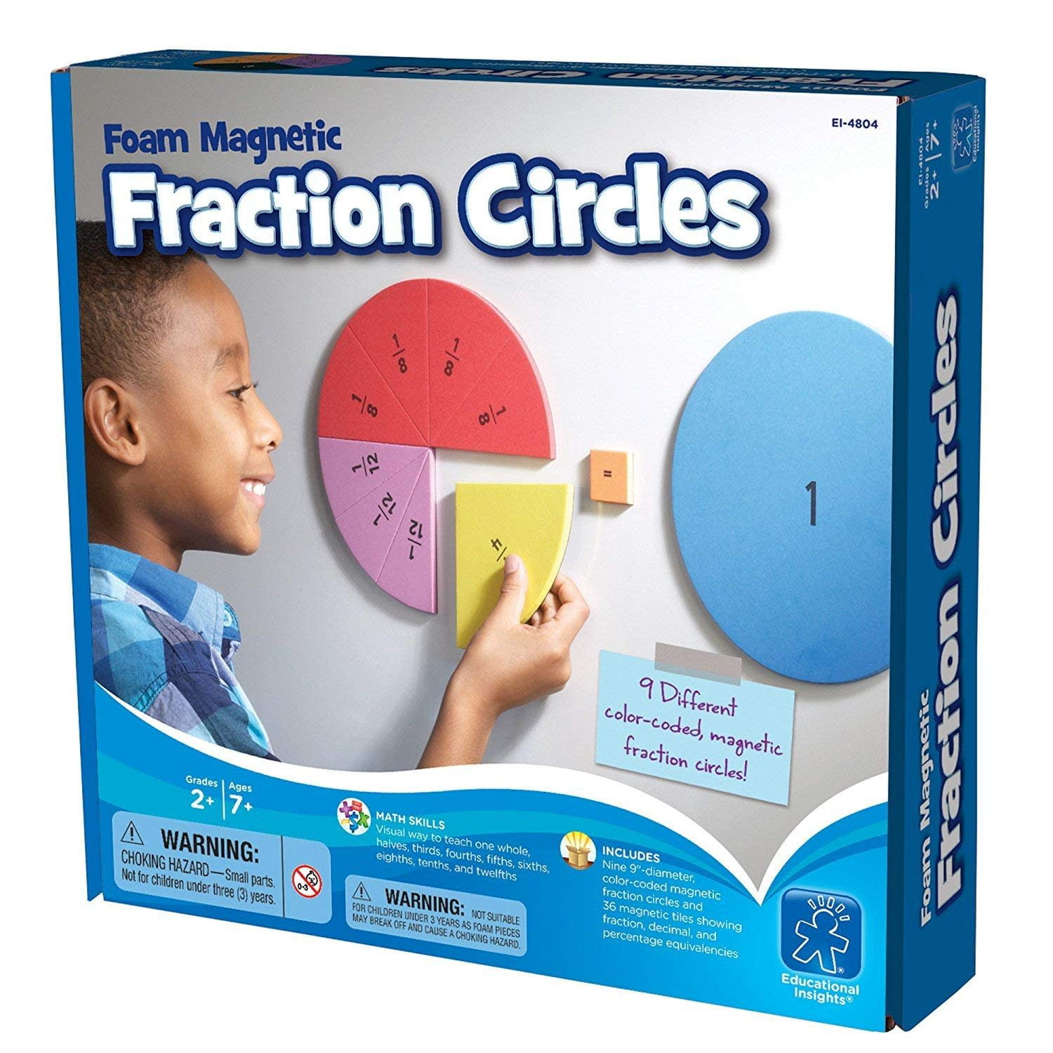 Educational Insights Foam Magnetic Fraction Circles, Elementary Math ...