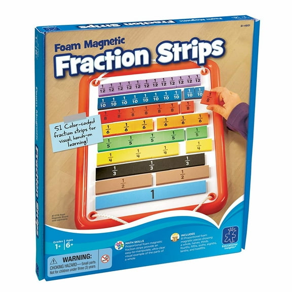 Educational Insights Foam Magnetic Fraction Strips, Elementary Math Learning Set, Ages 6+