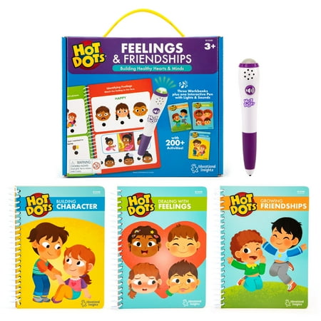 Educational Insights Hot Dots Feelings & Friendships, Spiral-Bound Social Emotional Learning Workbooks with Interactive Pen, Ages 3+