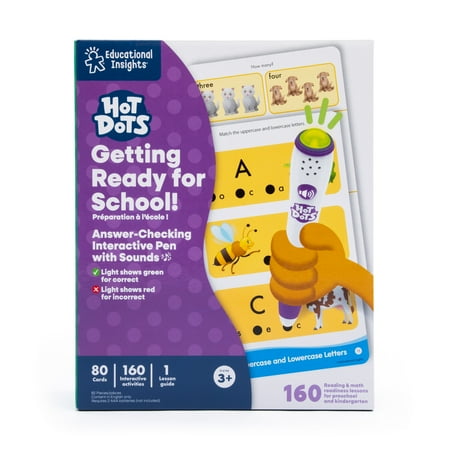 Educational Insights Hot Dots Getting Ready For School Set, 160 ABC & Math Preschool Lessons, Ages 4+
