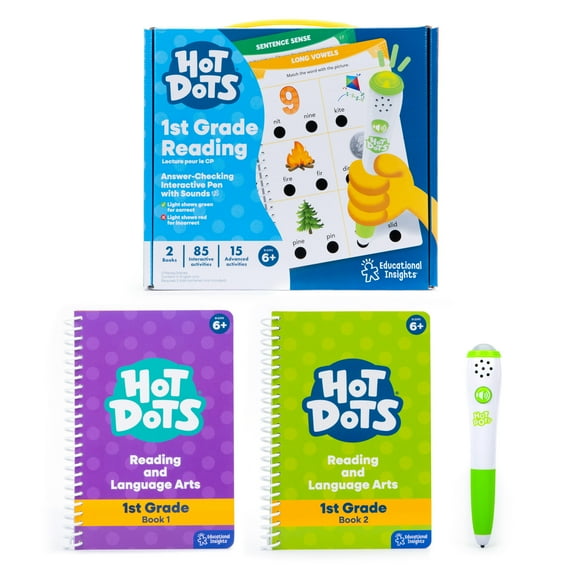 Educational Insights Hot Dots Let's Master 1st Grade Reading Set, Children's Workbook with Electronic Interactive Pen, Ages 6+