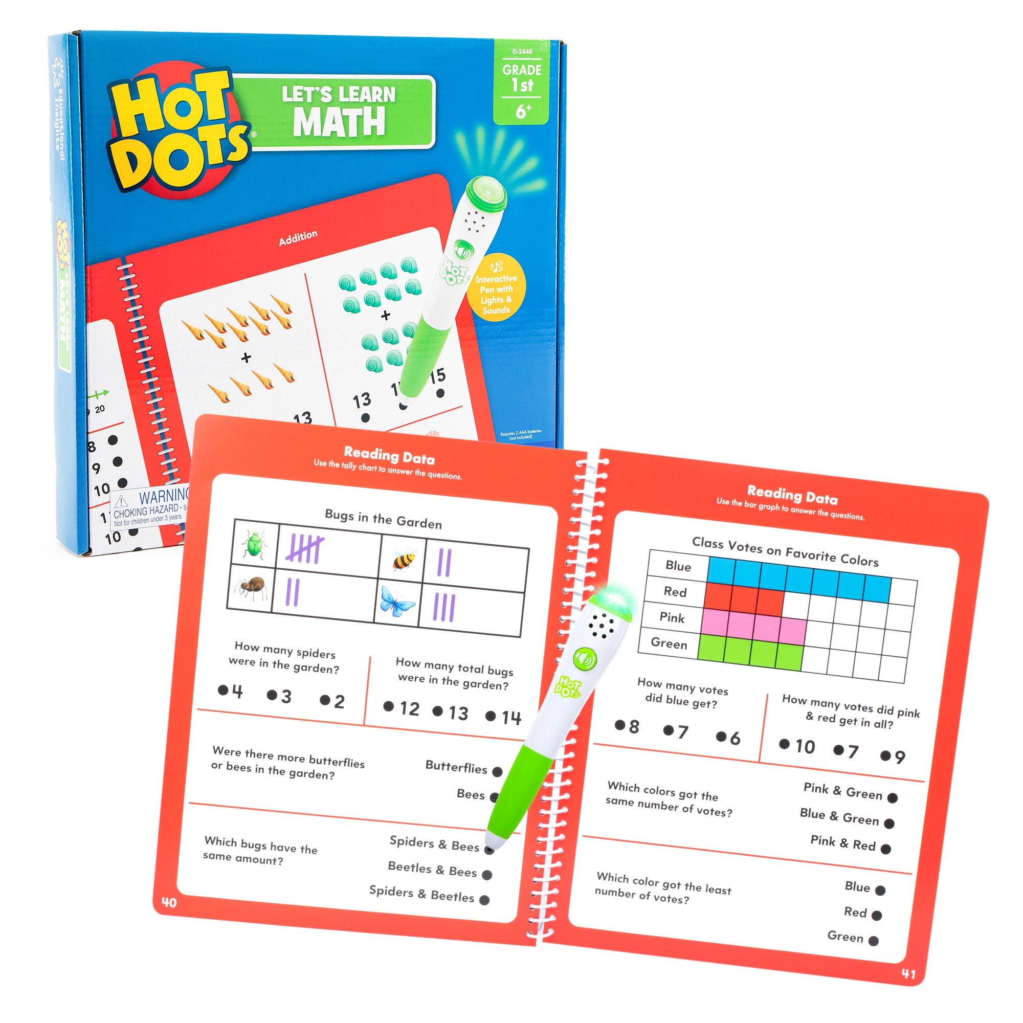 Educational Insights Hot Dots Let's Learn 1st Grade Math, Math Activity Workbook, Ages 6+