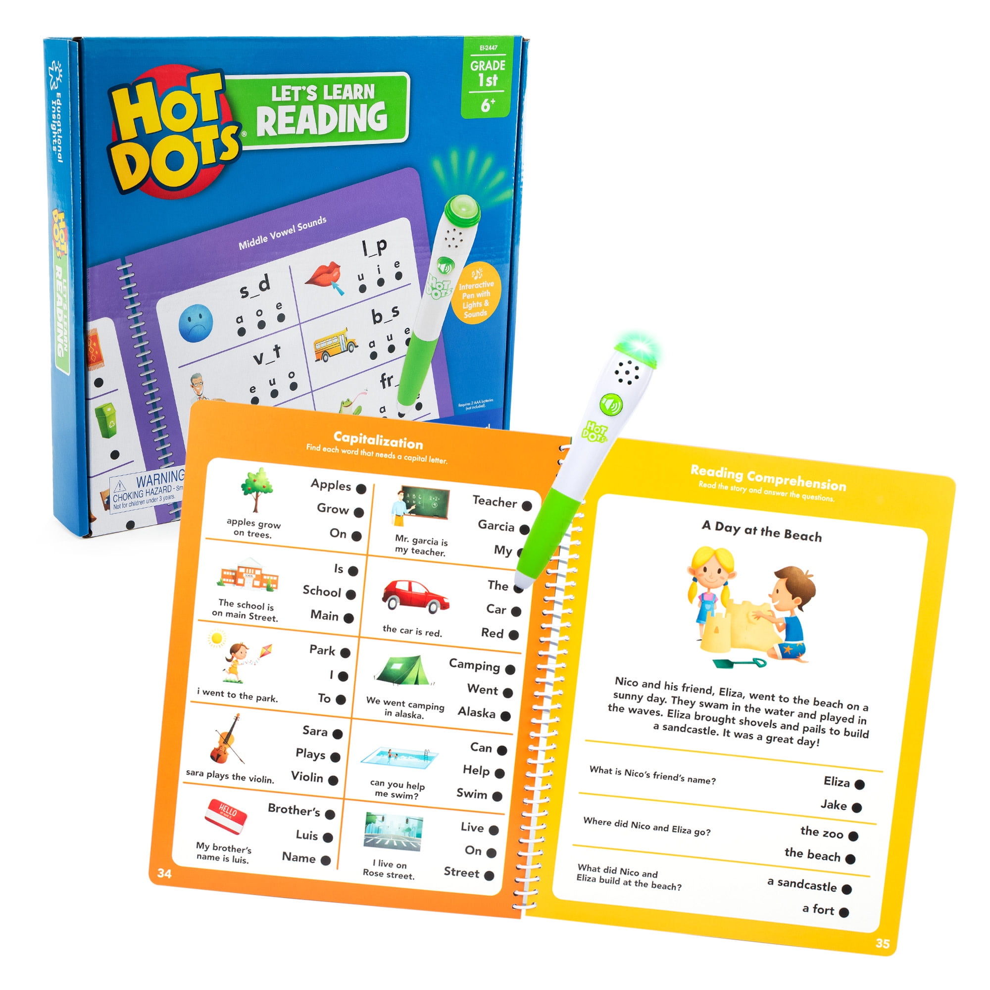 Educational Insights Hot Dots Let's Learn 1st Grade Reading, Reading Activity Workbook, Ages 6+