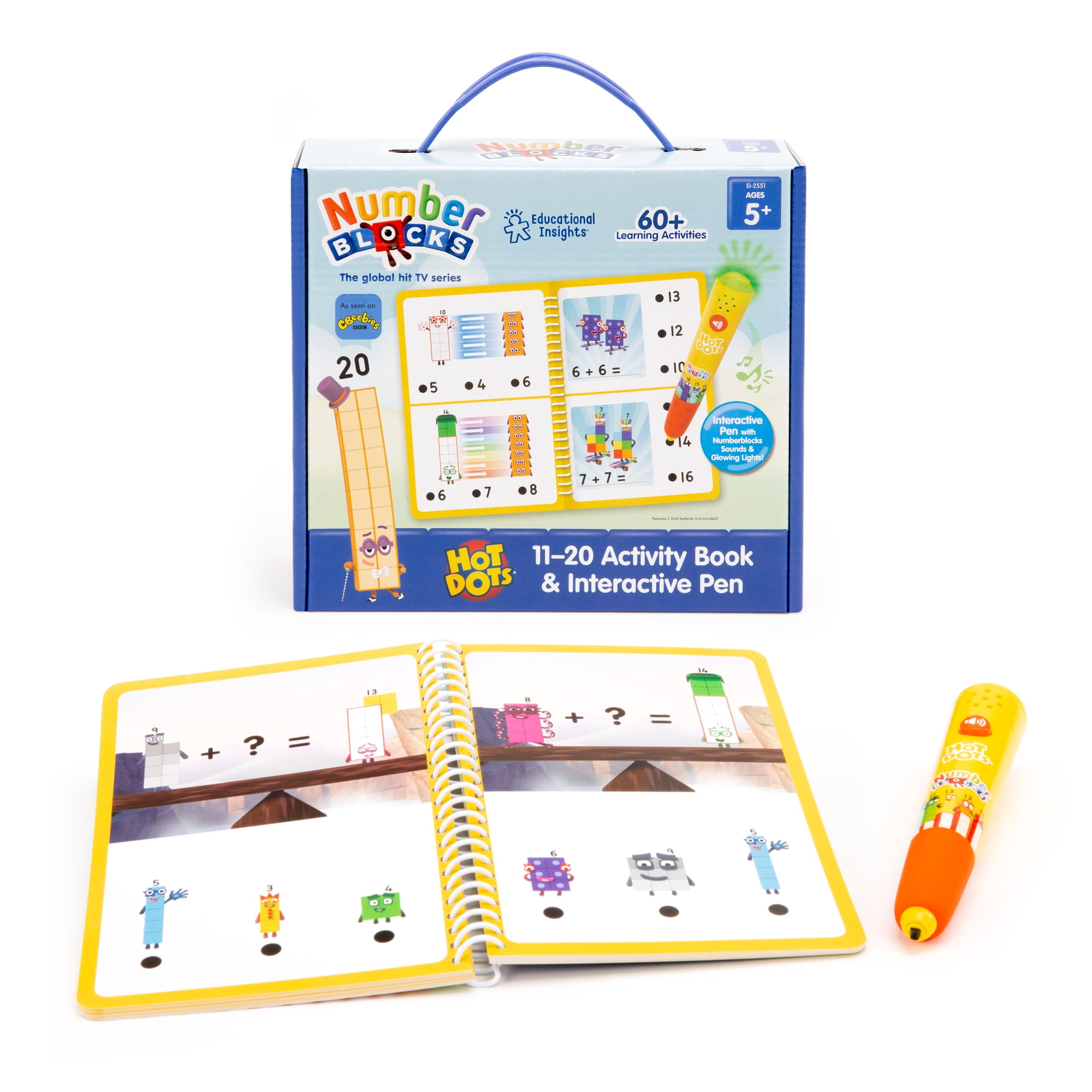 Educational Insights Hot Dots Numberblocks Workbook & Pen Numbers 11-20, 60+ Activities, Ages 5+