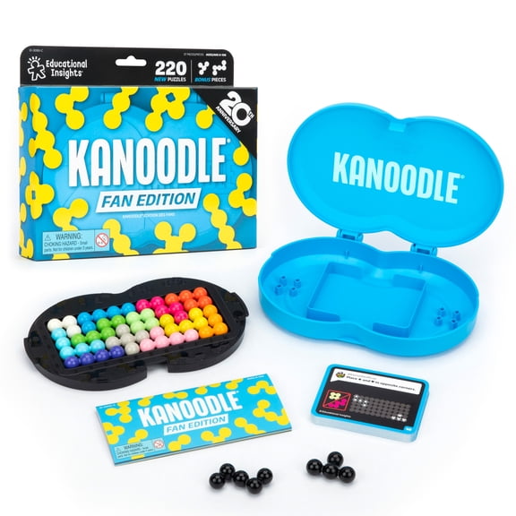 Educational Insights Kanoodle Fan Edition - 20th Anniversary (Cyan), Brain Teaser Puzzle for Ages 7 and up