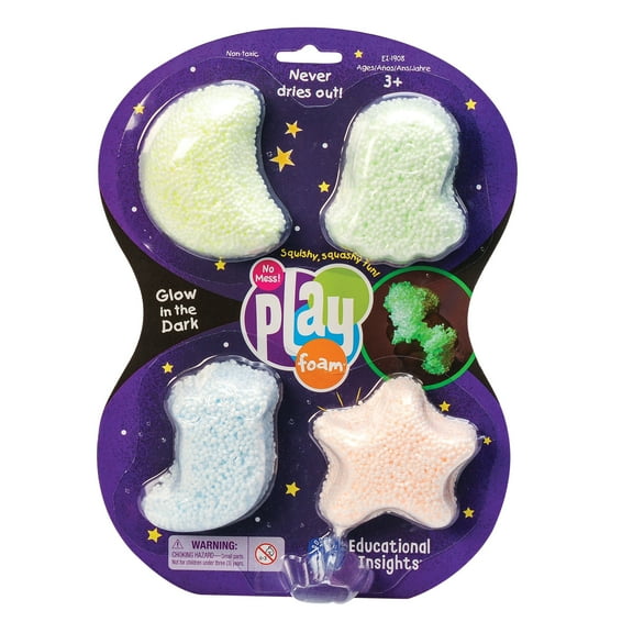 Educational Insights Playfoam Glow-in-the-Dark 4-Pack, Sensory Craft Foam for Sculpting, Ages 3+