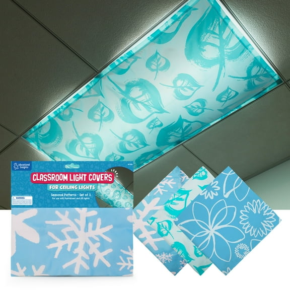 Educational Insights Fluorescent Light Covers 3-Pack Seasonal, Light Filters for Classroom, Lighting Accessories