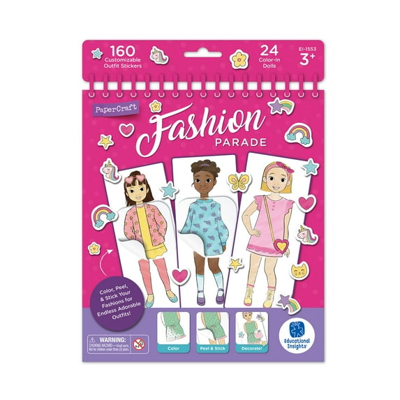 Educational Insights PaperCraft Fashion Parade, Color in Paper Dolls, Arts and Crafts for Ages 3 years and up
