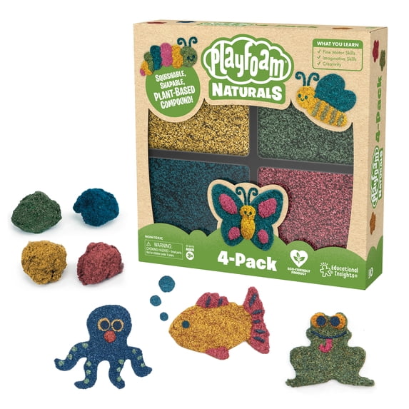 Educational Insights Plant-Based Playfoam Naturals 4-Pack, Sensory & Fidget Toy in 4 Colors, Ages 3+
