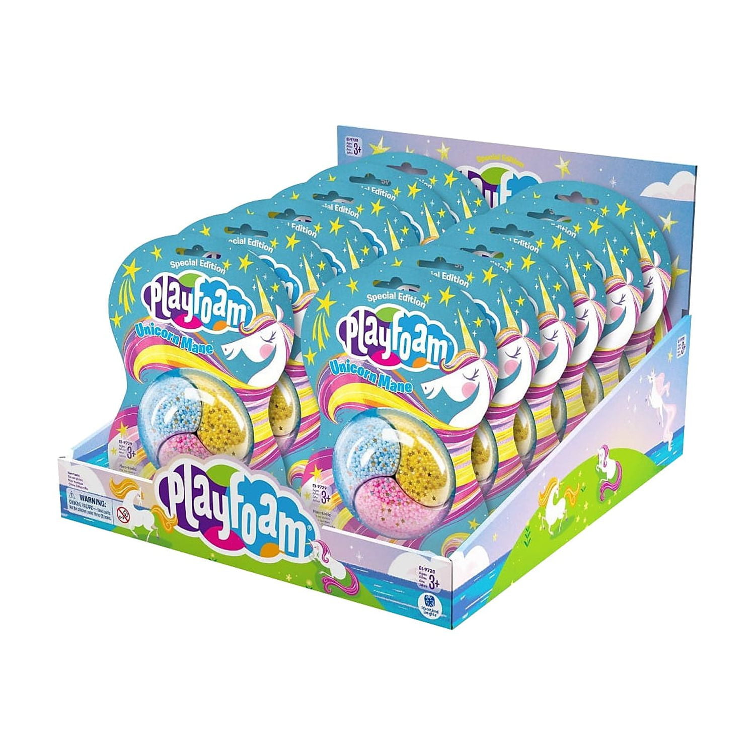 Educational Insights Playfoam Jumbo Pod Unicorn Mane, Set of 12 in Display
