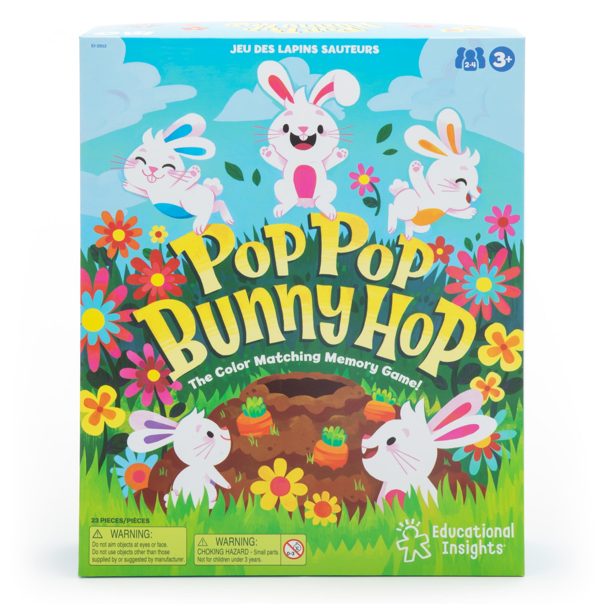 Educational Insights Pop Pop Bunny Hop, Memory & Color Matching Game For  2-4 Players, Preschool Learning Game, Gift for Ages 3+