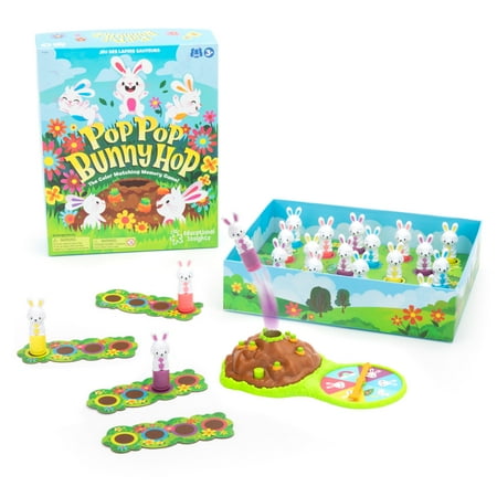 Educational Insights Pop Pop Bunny Hop, Memory & Color Matching Game for 2-4 Players, Ages 3+