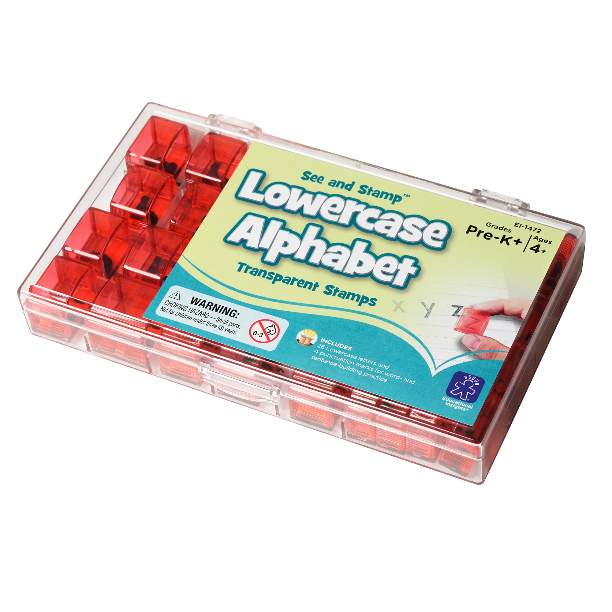 Educational Insights See and Stamp Lowercase Alphabet Transparent Stamps, Kids Ages 4+