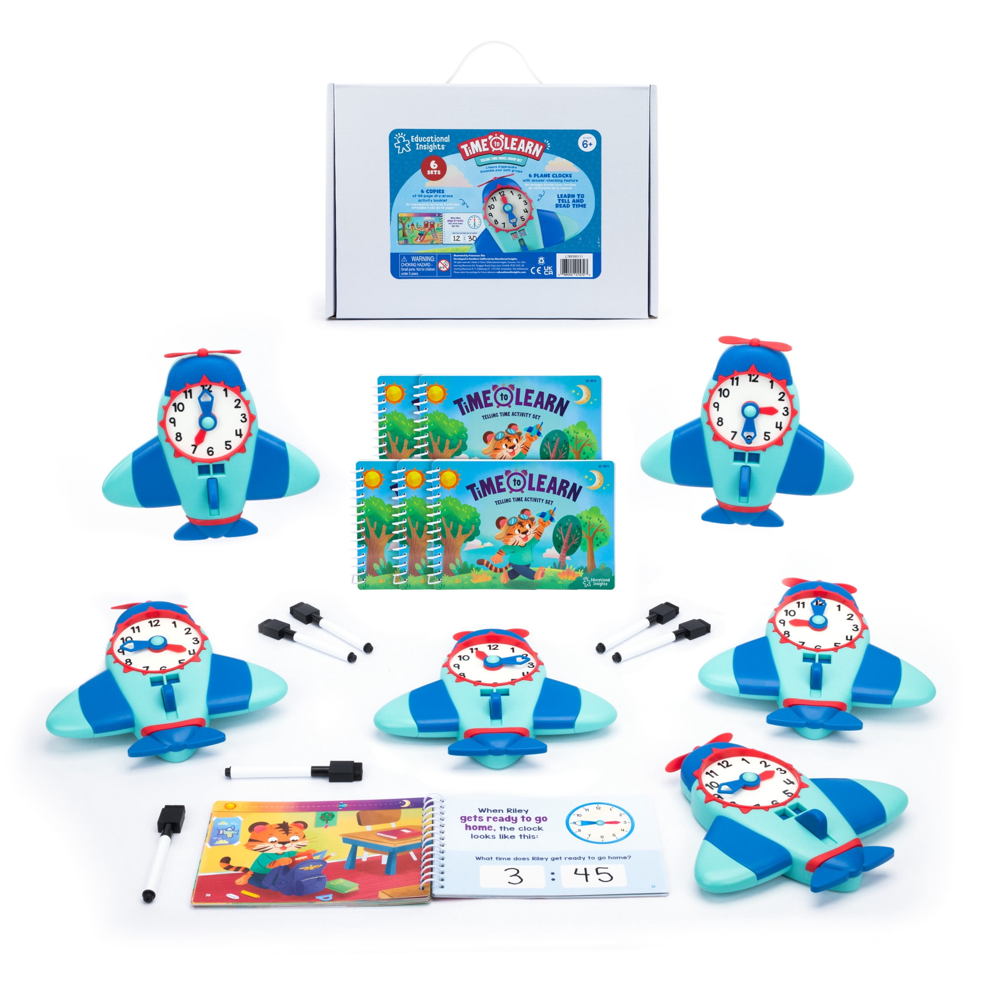 Educational Insights Time to Learn Small Group Set, Elementary School Classroom Must Haves (6-Pack), Kids Counting Toys Ages 6 and up