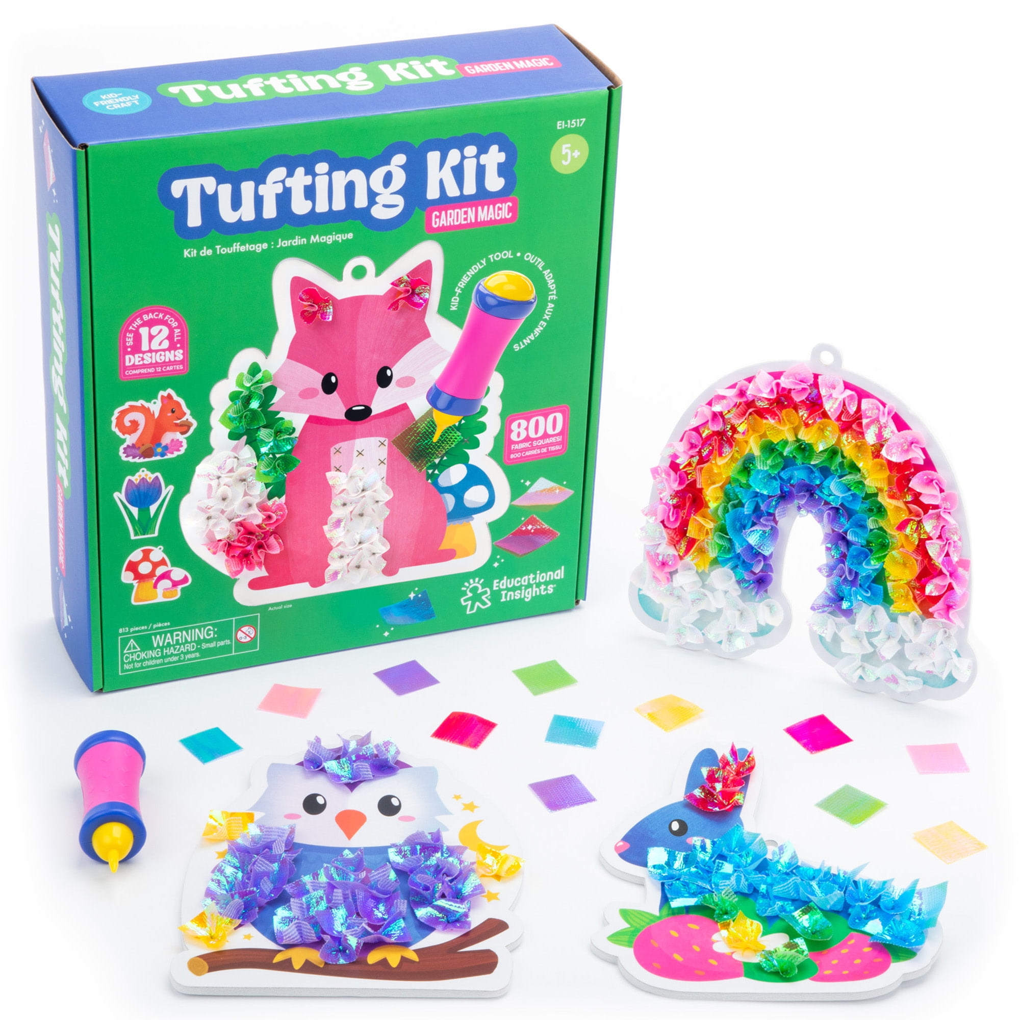 Educational Insights Tufting Fabric Kit, Arts and Crafts Sets and Supplies for Kids Ages 5 years and up