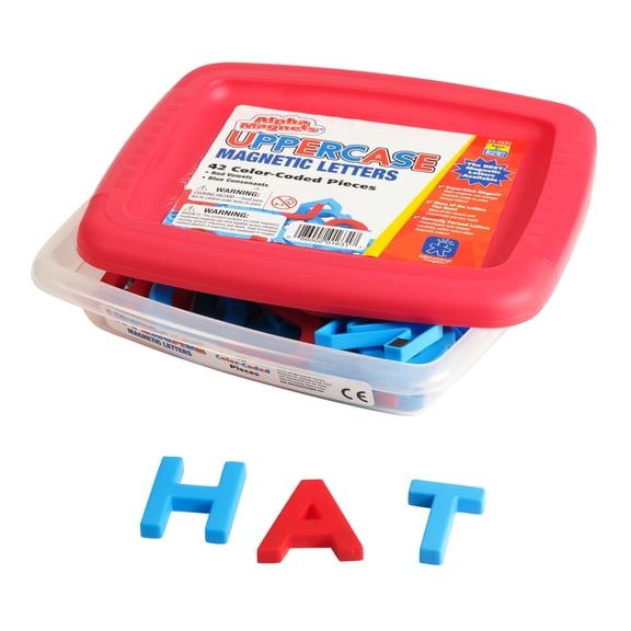 Educational Insights Color-Coded Uppercase AlphaMagnets, Set of 42 Magnets for Preschool Learning