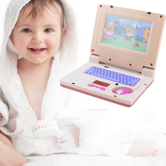 Educational Learning Laptop Toy, Pretend Play Computer with Light and Music, Interactive Pretend Laptop for Playroom