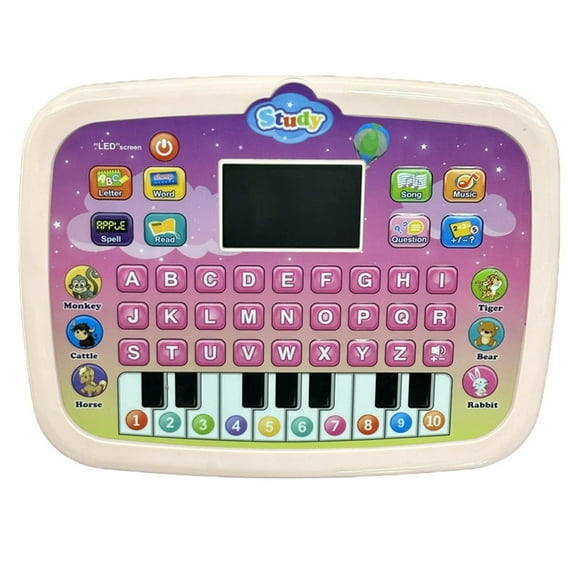 Educational Learning Tablet Interactive Light Up Sound Toy Alphabet Numbers Math Spelling Quiz Story Music LED Activity Electronic Device Portable Training Tool for 3-4 Years 4-5 Years
