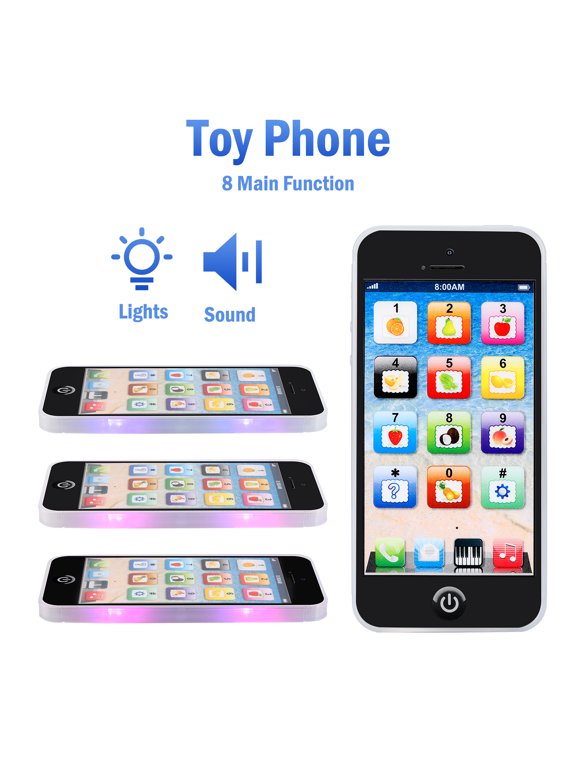 Educational Learning Toy Play Cell Phone, Interactive Toy with Dazzling Lights, Early Electronic Mobile Songs Learning Toy for Christmas Kids Toddler Baby Boys Girls 2 -8Year Old - Black