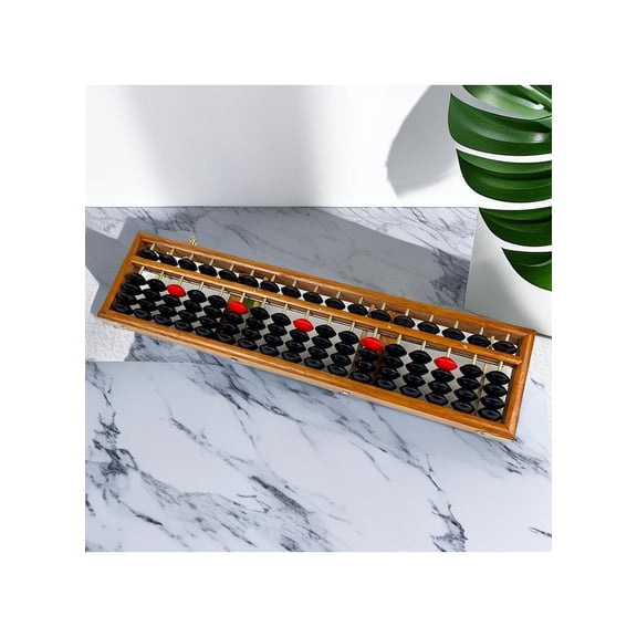 Educational Mathematical 17 Digit Rod Wooden Abacus Soroban Chinese Counting Tool Professional Abacus Math for Adults Kids Math with Guide Handbook and Reset on, Anti-Skid Rubber Feet