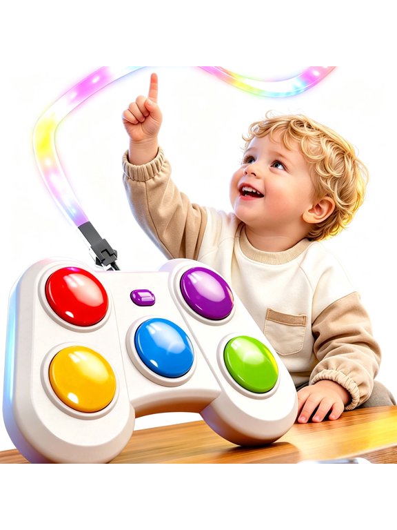 Educational Memory Game Console for Kids, Elimination Game Toys Handle with Lights and Sounds, Electronic Brain & Memory Game, Quick Push Buttons Gamepad, Gifts Toys for Boys Girls