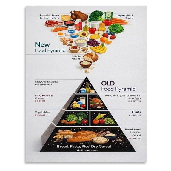 Educational Nutrition Poster Food Pyramid Comparison Chart for ...