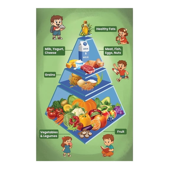 Educational Nutrition Poster Healthy Eating for Kids Food Groups Chart ...