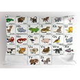 thumbnail image 1 of Educational Pillow Sham Alphabet Learning Chart with Cartoon Animals Names Letters Upper and Lowercase, Decorative Standard Queen Size Printed Pillowcase, 30 X 20 Inches, Multicolor, by Ambesonne, 1 of 2