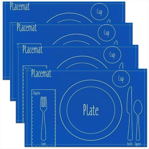 Educational Placemats for Kids Table Place Mats Toddler Tableware Pattern Placemats Cake Washable Fabric Decoration Table Mats Placemat Modern Tableware Printed Table Mats for Kitchen 18"x12" 4Pcs