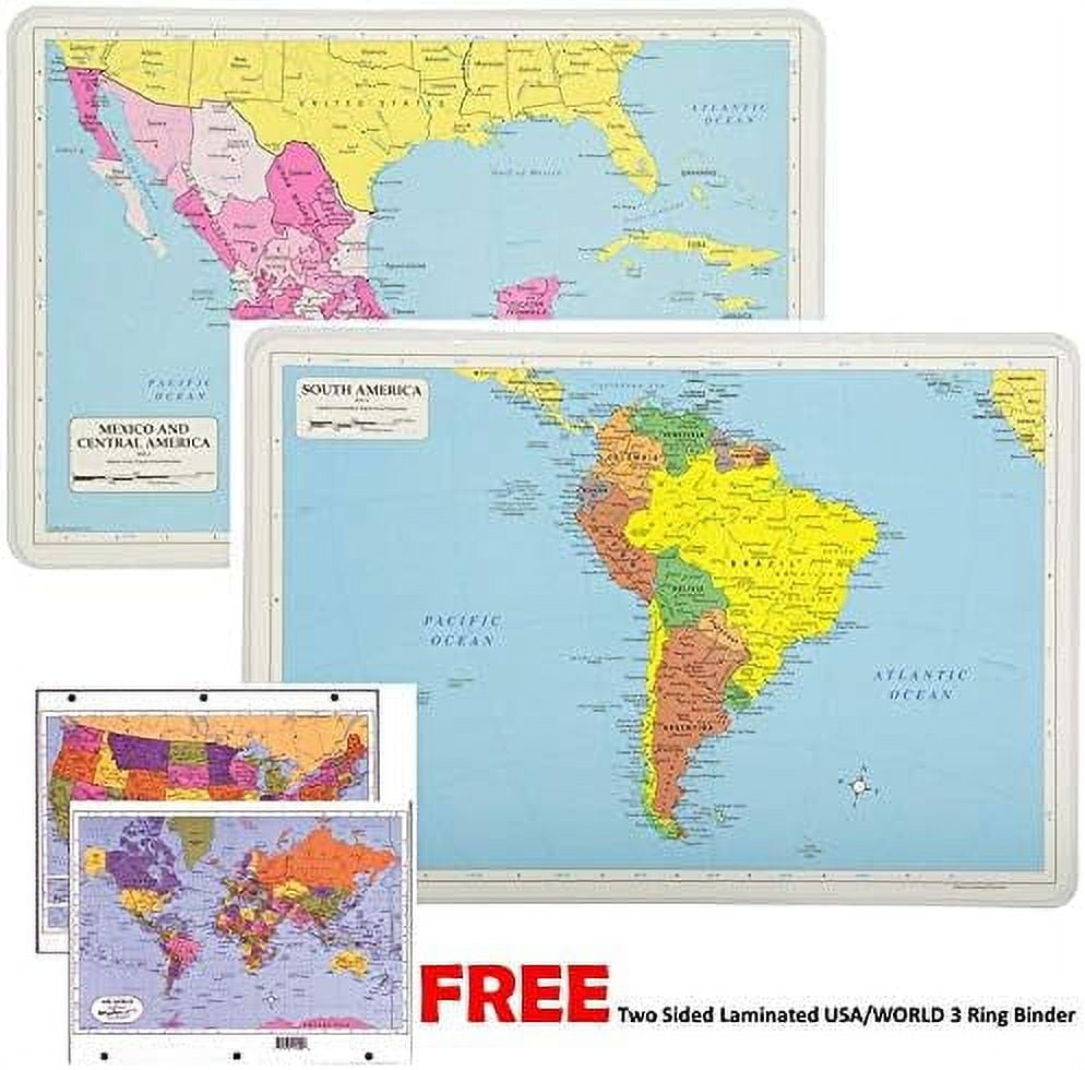 Educational Placemats for Kids Laminated Mexico Central America South