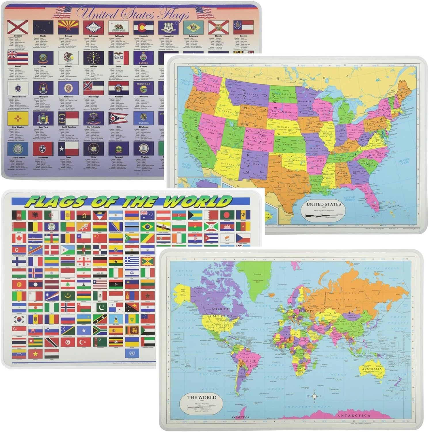 Educational Placemats for Kids Map World Map State Flags World Flags