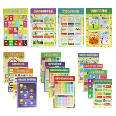 Educational Posters for Toddlers, 16PCS Educational Charts for Classroom Kindergarten Preschoolers Elementary, ABC Charts Alphabet Poster, Learning Chart, Number Chart for Kids (6.5" x 11")