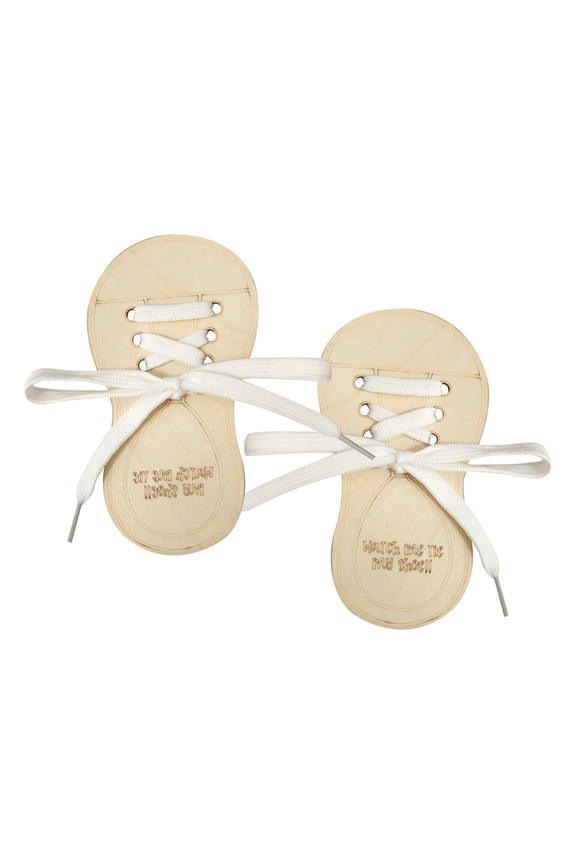 Educational Puzzle Toy for Kids Wooden Shoelace Training Board Promotes Fine Motor Skills Sequencing and Problem Solving,5.91 inch,Beige