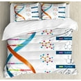 thumbnail image 1 of Educational Queen Size Duvet Cover Set, DNA Bases Chemistry Biochemistry Biotechnology Science Spiral Symbol Genetic, Decorative 3 Piece Bedding Set with 2 Pillow Shams, Multicolor, by Ambesonne, 1 of 3