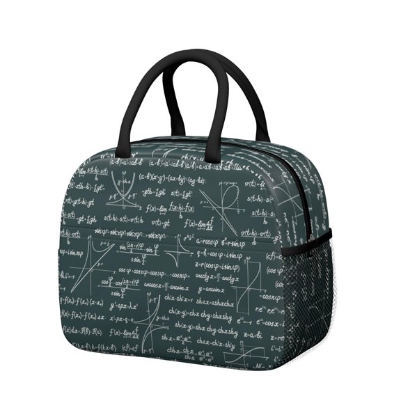 Educational Science Insulated Lunch Bag – Reusable Thermal Cooler Tote with Biology & Formula Pattern for Everyday Lunch