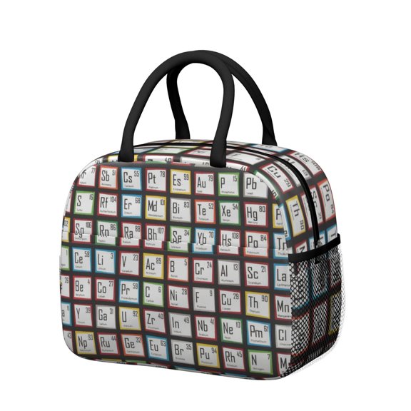 Educational Science Insulated Lunch Bag Reusable Thermal Cooler Tote with Biology & Formula Pattern for Everyday Lunch