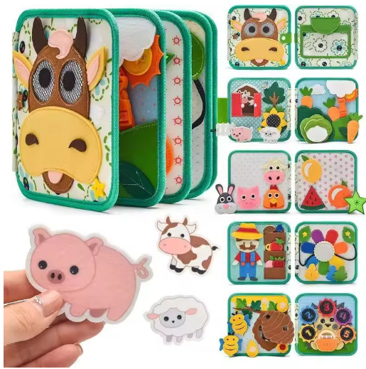 Educational Sensory Toy Animals Sensory Books Early Development Interactive Quiet Books Reusable Felt Book Soft Baby Felt Books