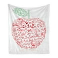 thumbnail image 1 of Educational Soft Flannel Fleece Throw Blanket, Apple School Basic Formulas Exercise Study Theme Simplistic Design, Cozy Plush for Indoor and Outdoor Use, 50" x 60", Red Forest Green, by Ambesonne, 1 of 5