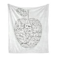 thumbnail image 1 of Educational Soft Flannel Fleece Throw Blanket, Equations and Formulas in the Shape of an Apple Learning Knowledge Student, Cozy Plush for Indoor and Outdoor Use, 70" x 90", Black White, by Ambesonne, 1 of 6