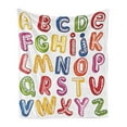 thumbnail image 1 of Educational Soft Flannel Fleece Throw Blanket, Hand Drawn Colorful 3D Style ABC Letters Kids Patterns Joyful Fun Design, Cozy Plush for Indoor and Outdoor Use, 50" x 60", Multicolor, by Ambesonne, 1 of 5