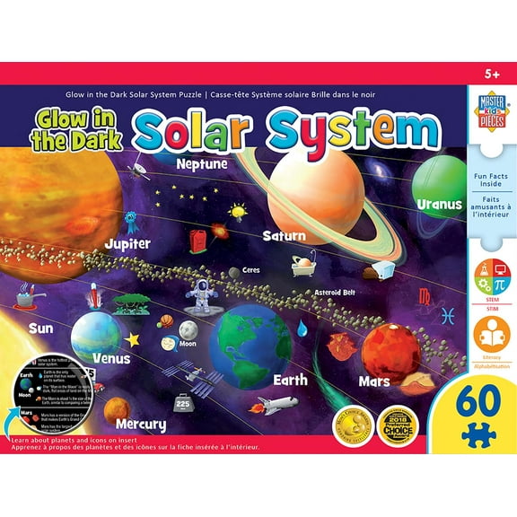 Educational Solar System 60 Piece Glow In The Dark Jigsaw Puzzle