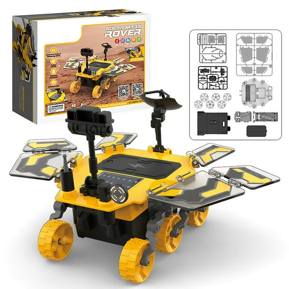 Educational Space Toys Projects for Kids DIY Solar Power Car Science Experiment Robot Engineering Building Kits for Education Birthday, 8.85x5.51 inch, Yellow