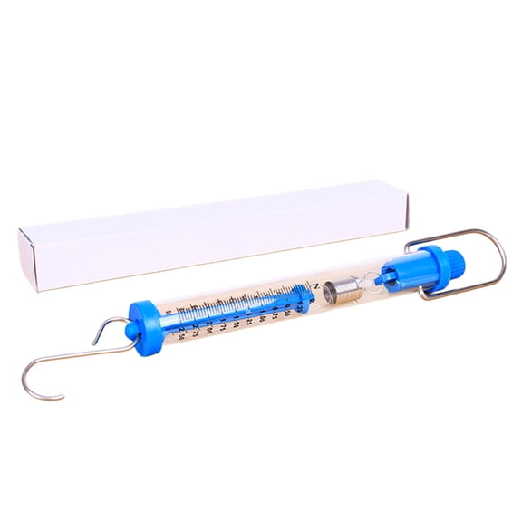 Blue Spring Scale for Physics Lab with 1N-30N Ranges and Hook Attachment