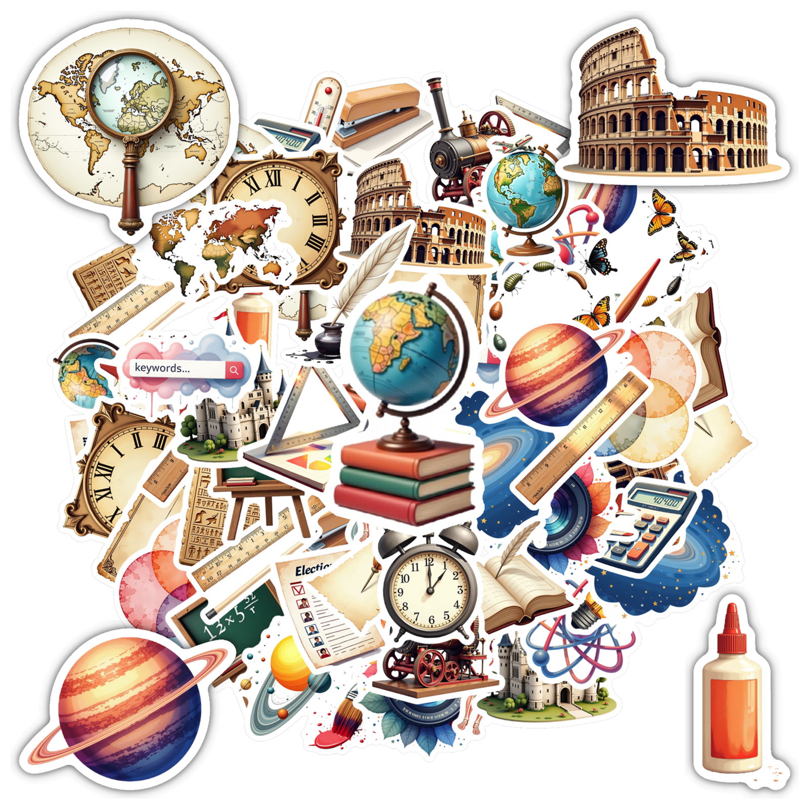 Educational Stationery Stickers Science PVC Stickers History Funny ...