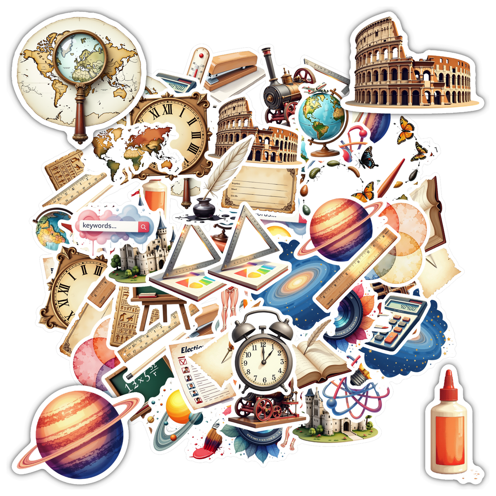 Educational Stationery Stickers Science PVC Stickers History Funny ...